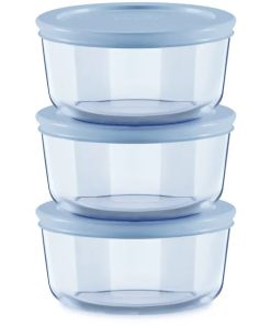 Pyrex Simply Store Tinted 6-piece Round Storage Value Pack with Blue Plastic Lids